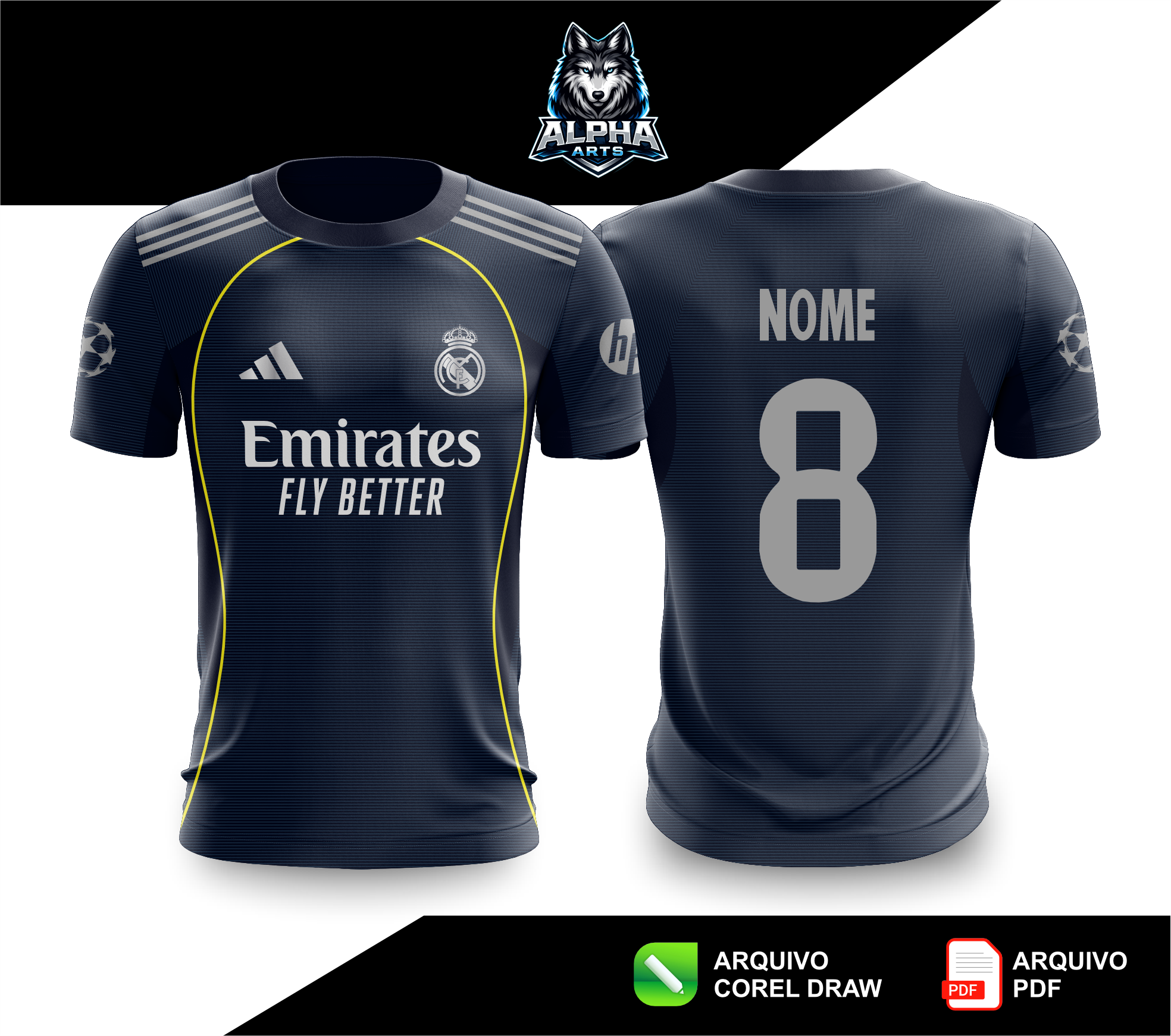 Arts da Camisa do Real Madrid azul marinho 25/26 MOD 02