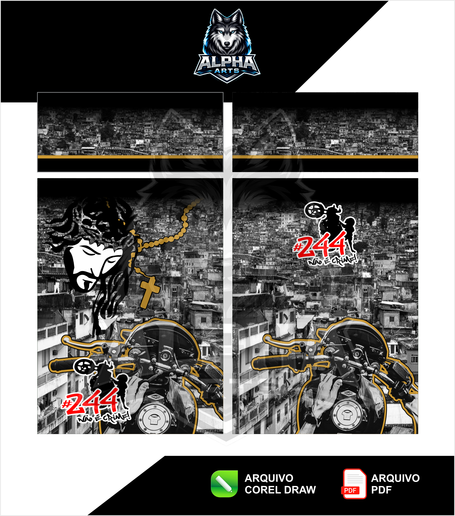 Camisa estilo favela cristo e equipe de moto preta MOD-01