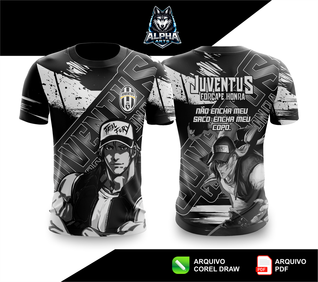 Camisa da Juventus modelo The king Fighters (KOF) preta MOD-01