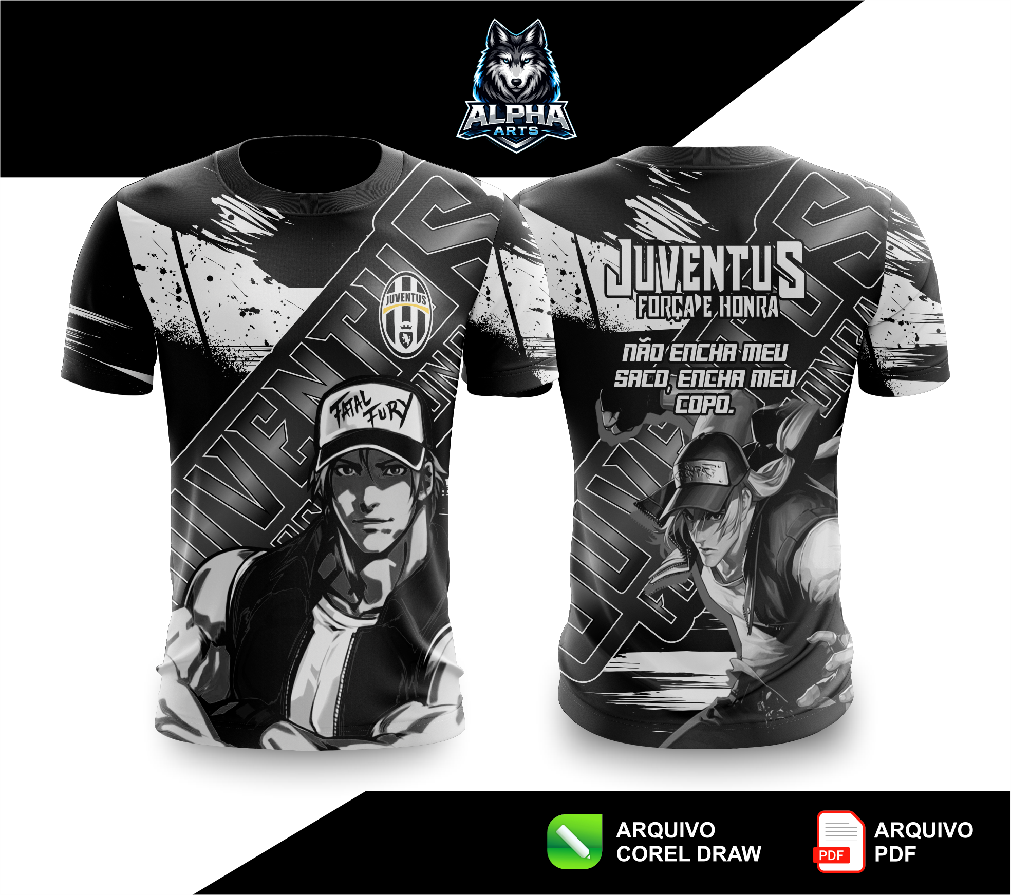 Camisa da Juventus modelo The king Fighters (KOF) preta MOD-01
