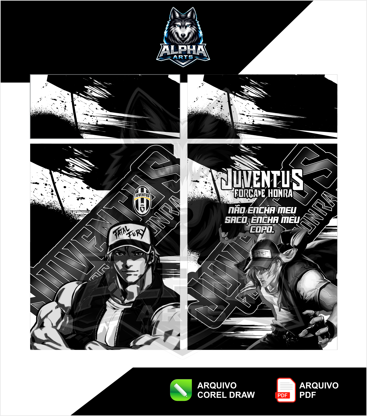 Camisa da Juventus modelo The king Fighters (KOF) preta MOD-01