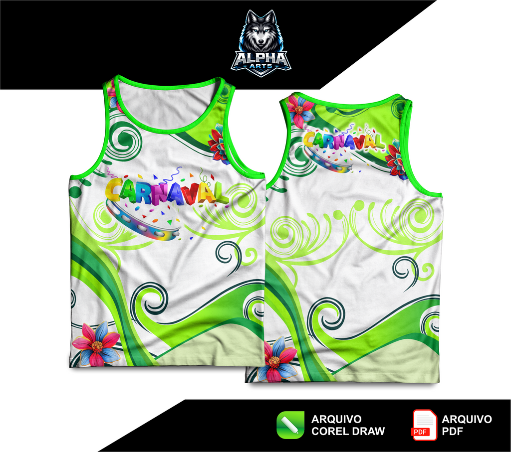 Art de Abada de carnaval 2026 cores vibrantes VERDE LIMÃO  MOD-05