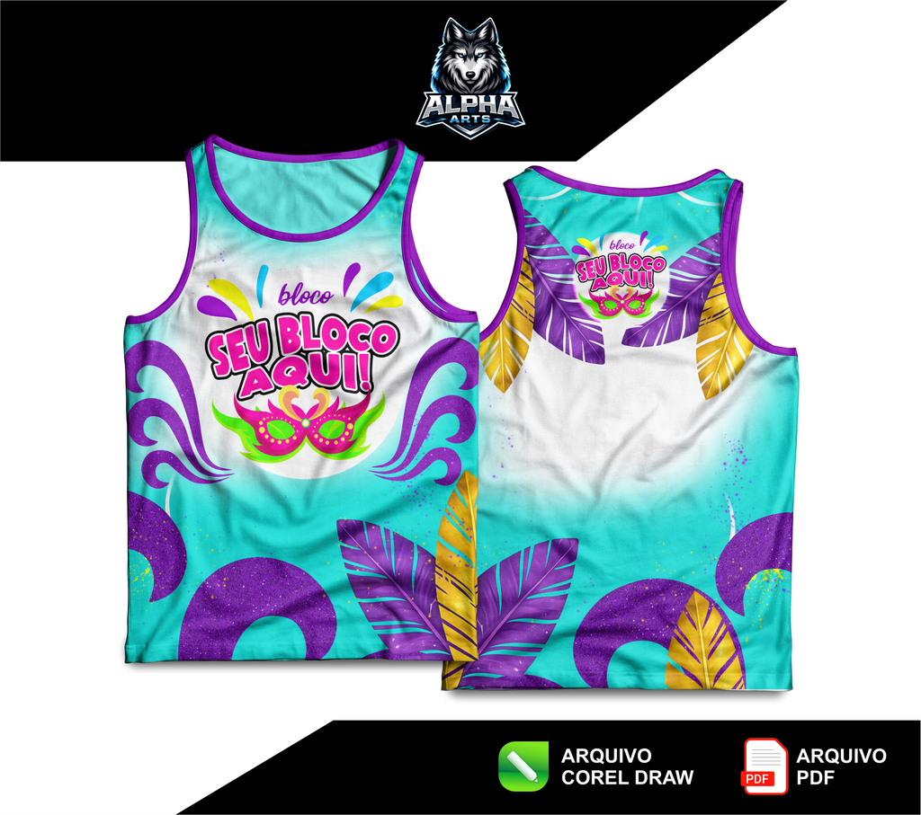 Art de Abada de carnaval 2026 cores vibrantes roxo e azul  MOD-06