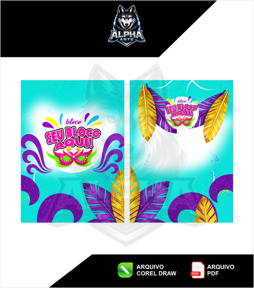 Art de Abada de carnaval 2026 cores vibrantes roxo e azul  MOD-06