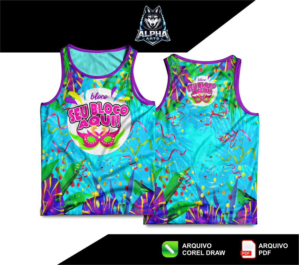 Art de Abada de carnaval 2026 cores vibrantes roxo e azul  MOD-07