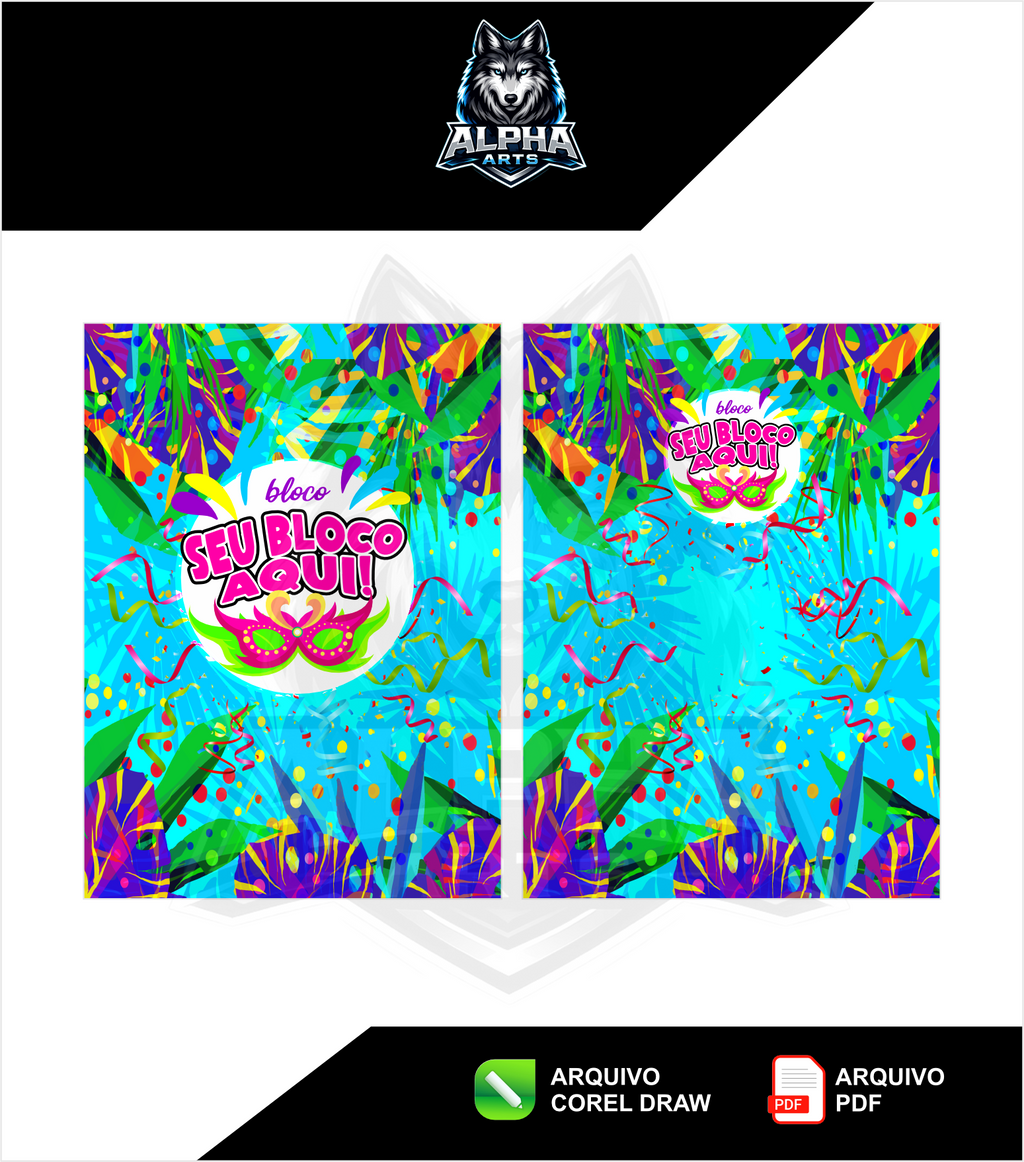 Art de Abada de carnaval 2026 cores vibrantes roxo e azul  MOD-07