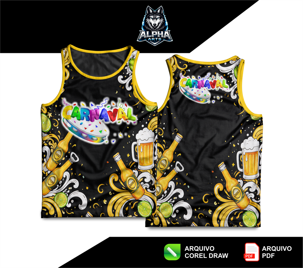 Art de Abada de carnaval 2026 de cerveja cores preto e amarelo MOD-08