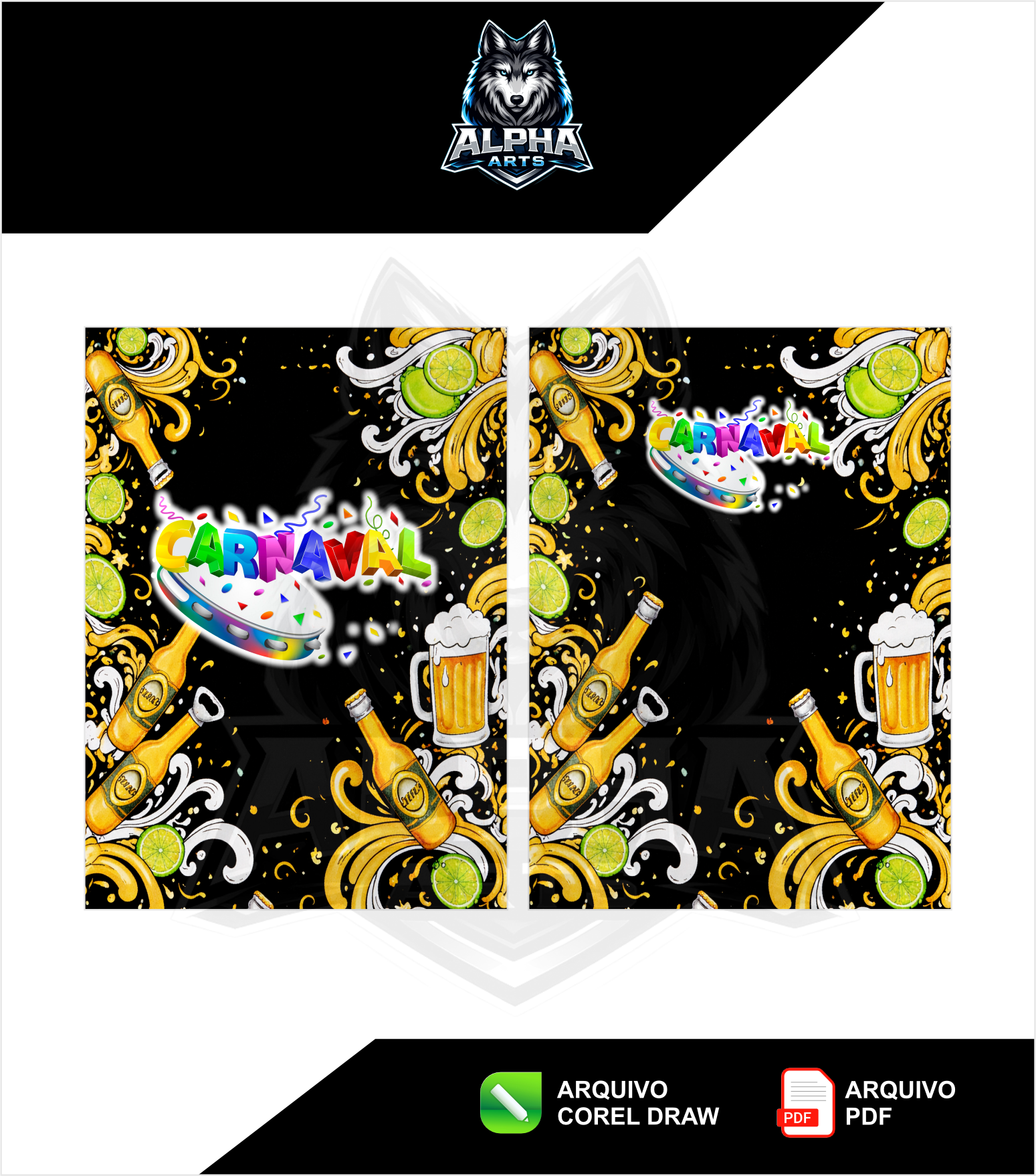 Art de Abada de carnaval 2026 de cerveja cores preto e amarelo MOD-08