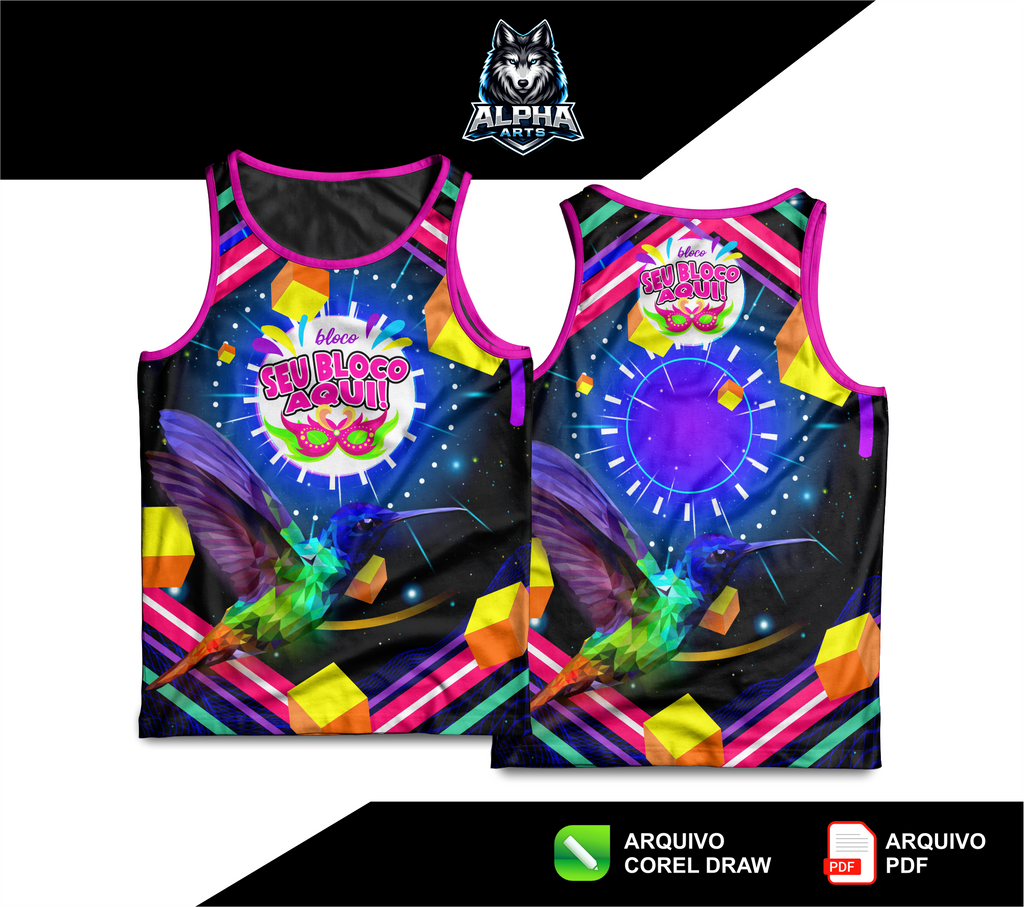 Art de Abada de carnaval 2026 Beija-Flor cores preto e rosa MOD-09