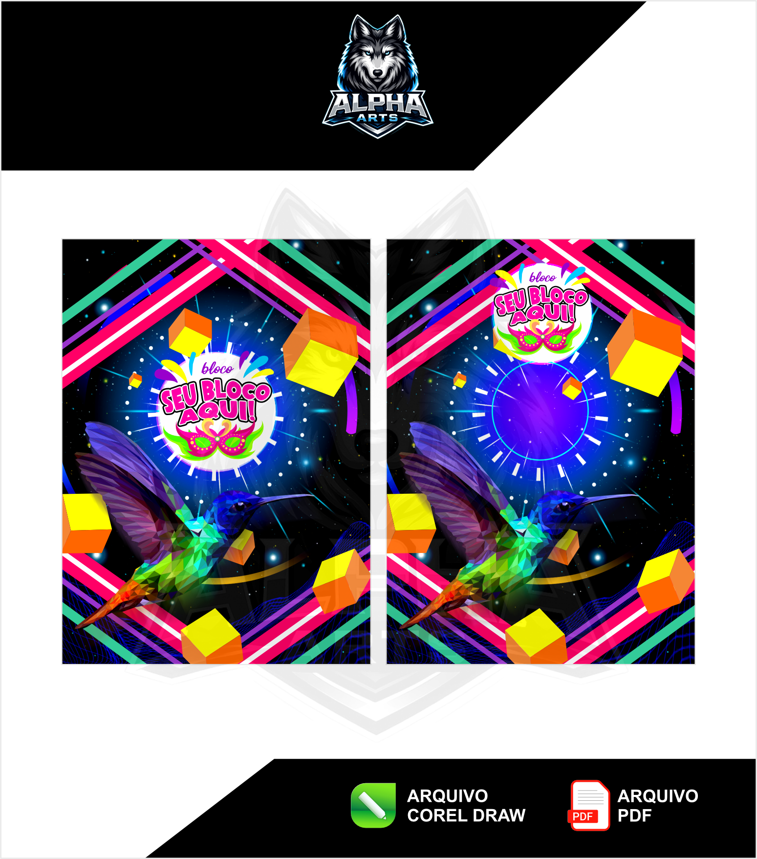 Art de Abada de carnaval 2026 Beija-Flor cores preto e rosa MOD-09