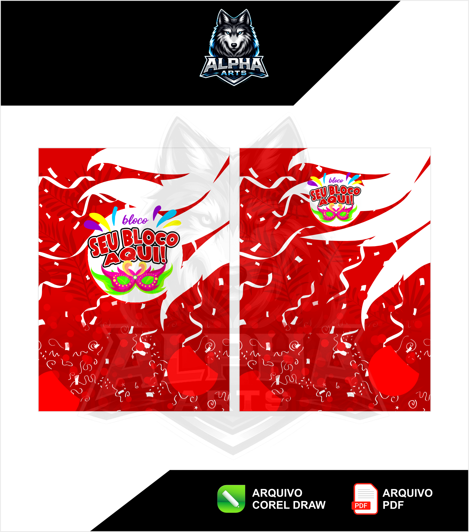 Art de Abada de carnaval 2026  festa vermelho e branco MOD-013